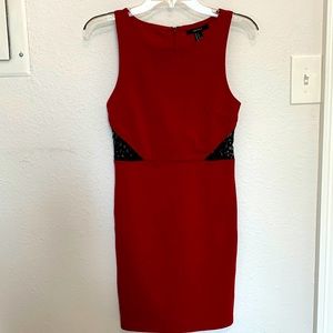 Forever 21 Red Bodycon Dress w/ Lace Cutouts Size S
